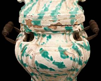 French Glazed Faience Chauffeuse (coal burning portable heater) 18th-19th Century
