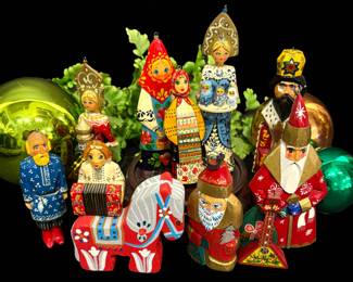 Russian Lacquer Figures & Nesting Dolls