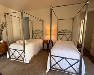 Pair of twin metal canopy beds