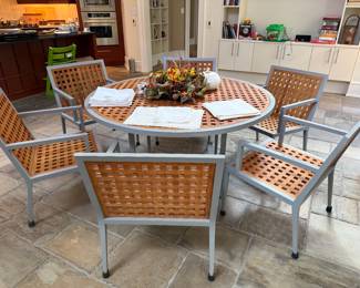 Teak dining table with 6 chairs