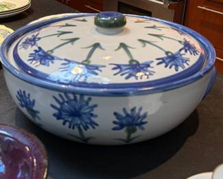 Louisville Stoneware cornflower lidded bowl
