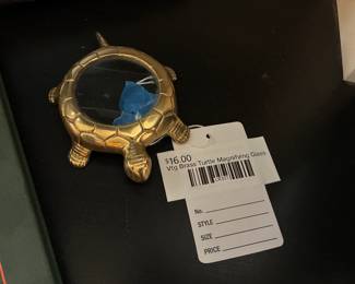 Vtg Brass Turtle Magnifying Glass 