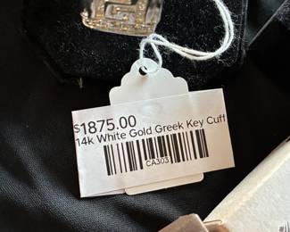 14k White Gold Greek Key Cuff