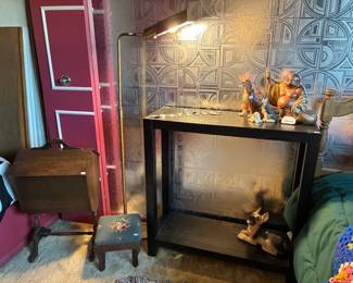 Floor Lamp, Needle Point Foot Stool