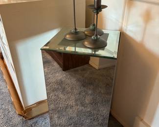 Candle Holders, Mirrored Side Table