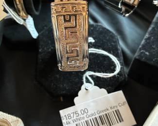 14k White Gold Greek Key Cuff
