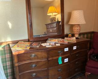 Dresser, Mirror, Decorative Lamp