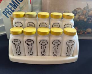 Milk Glass spice container set