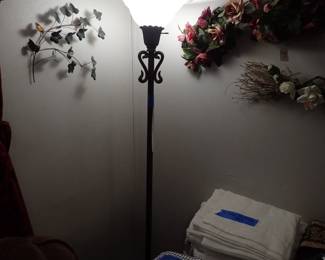 Floor Lamp. Swags. Curtains.