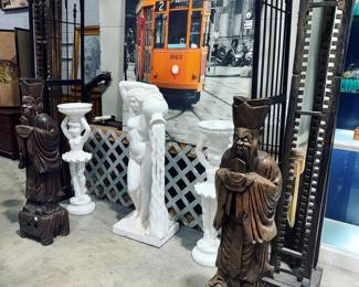 Marble, Wood and Porcelain Statues Metal Arbor Orlando Estate Aucton