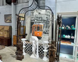Marble, Wood and Porcelain Statues and Metal Arbor Orlando Estate Auction