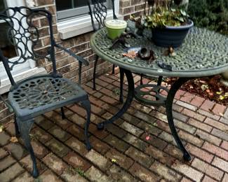 Metal Patio Table w/ 2 Chairs 
