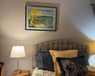 Watercolor,  Queen Bed, lamps 
