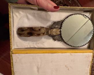 Chinese Carved Handled Mirror 