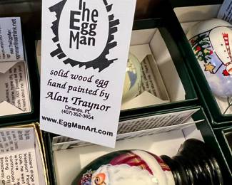 THE EGG MAN SOLID WOOD EGG ORNAMENTS