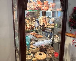 FABULOUS LIGHTED DISPLAY CABINET WITH SLIDING FRONT DOOR...FILLED WITH TREASURES