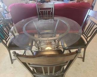 Glasstop Table and 4 Chairs