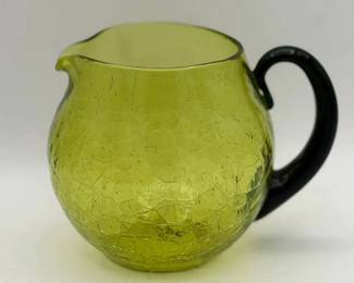 Vintage Crackle Glass Pitcher