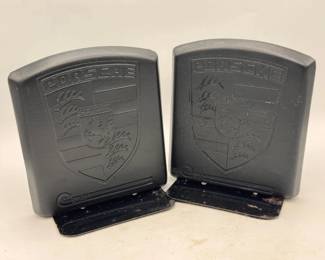 (2) Leather Porsche Book Ends
