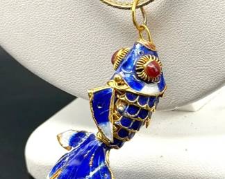 Vintage Cloisonne Articulated Koi Fish Necklace
