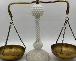 Hobnail Milk Glass Scale Vintage
