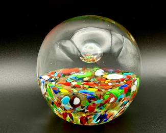 vintage hand-blown art glass paperweight Multicolor Confetti
