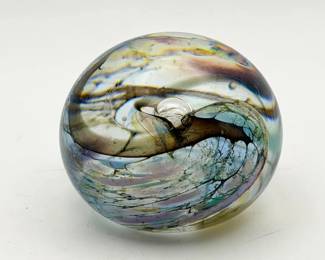 Signed N. Gagnon Small Art Glass Paperweight
