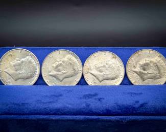 (4) Kennedy Half Dollars – 1966, 1967, 1968-D – 40% Silver – 46.33g Total Weight
