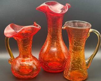 Vintage Amberina Crackle Glass