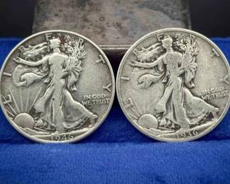 (2) Walking Liberty Half Dollars – 1936 & 1946 – 90% Silver
