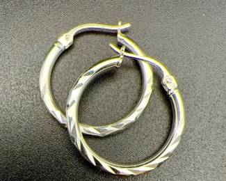 Sterling Silver Hoop Earrings Stamped FAS 925
