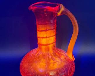 Vintage Amberina Crackle Glass