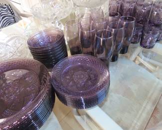 Amethyst glass dinnerware.