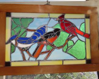 Framed stained glass.