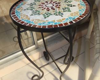Mosaic tiled table.