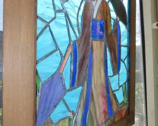 Framed stained glass.