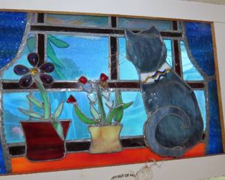 Framed stained glass.