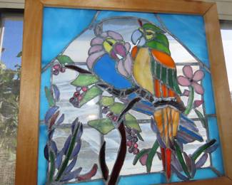 Framed stained glass.