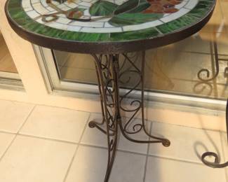 Mosaic tiled table.