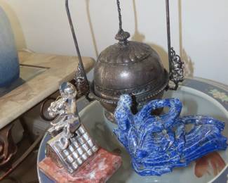 Sterling figure, blue stone carved figure.