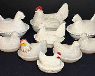 Milk Glass HensonNests  Including Fenton  Hazel Atlas
