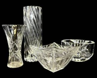 Waterford, Orrefors, And Lenox Crystal Bowls And Vases