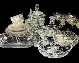 Etched Flower Glassware