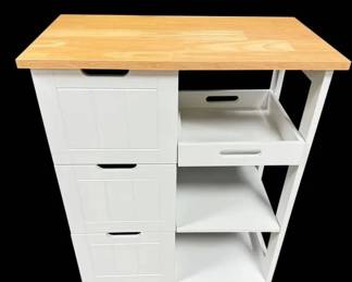 White Rolling Kitchen Cart