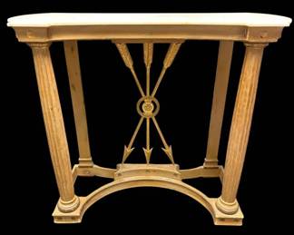 GoldToned Marble Top Console Table