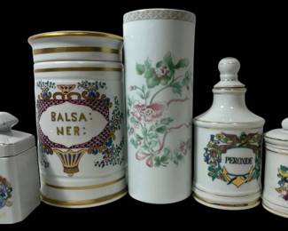 Ribes Limoges Vase And Medical Ceramic Canisters 