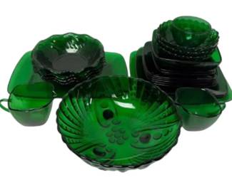 Green Glass Bowls, Plates More