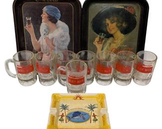 Coca Cola Trays, Root Beer Cups More