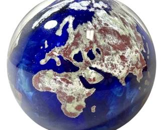 1997 Lundberg Studios Earth Globe Paperweight, Signed 