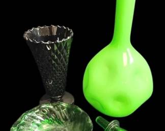 Black Amethyst Indiana Glass, Diamond Point Glass, and More Green Glass